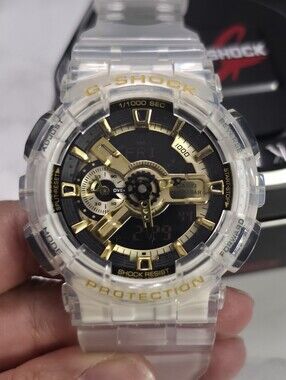 G-Shock Clear Resin Watch with Black and Gold Dial 48mm Unisex NEW WITH BOX